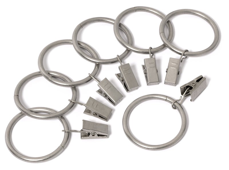 Perfect Order Iron Metal Curtain Clip Rings 1 1/2 Inch Interior Diameter (20, Satin Nickel)